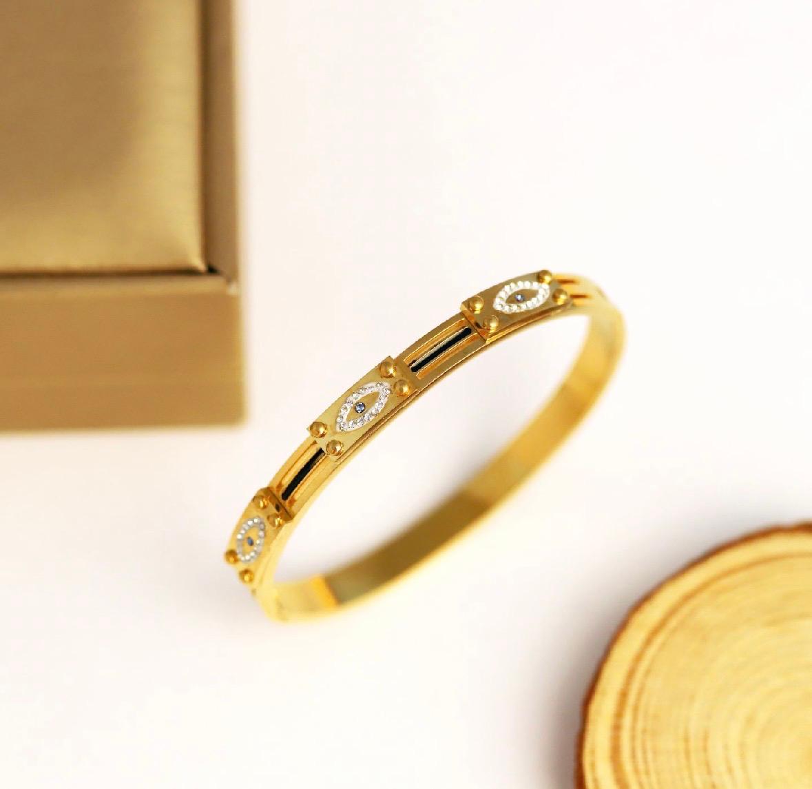 18K Gold-Plated Stainless Steel White Stone Bracelet – Anti-Tarnish & Waterproof