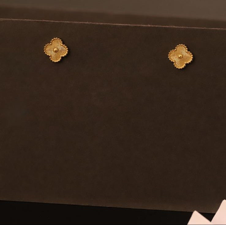 22k Gold-Plated Clover Design Earrings – Stainless Steel