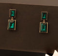 22k Gold-Plated Fancy Earrings with Green Stone
