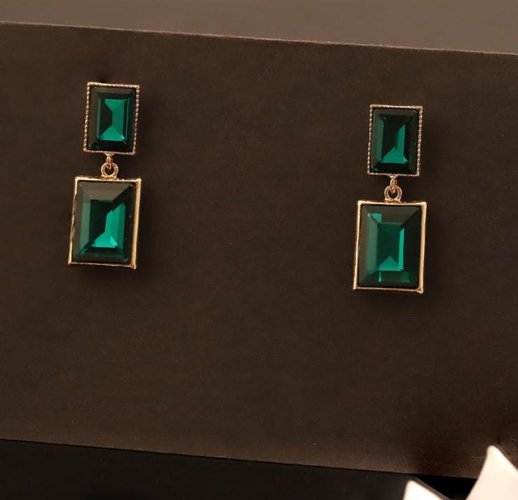 22k Gold-Plated Fancy Earrings with Green Stone
