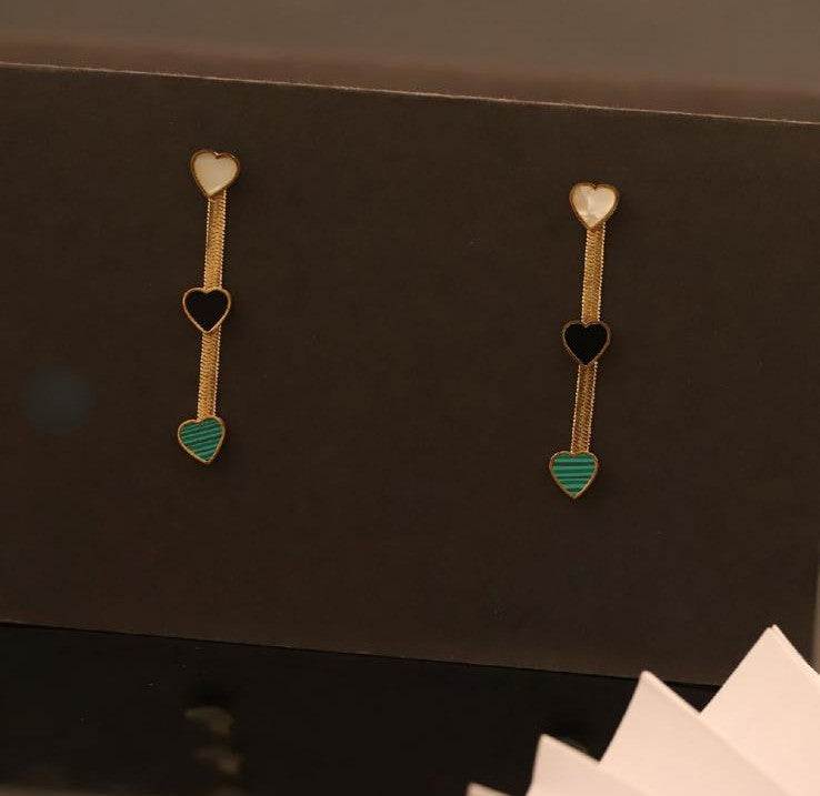 22k Gold-Plated Hoop Earrings with 3 Hearts – Stainless Steel