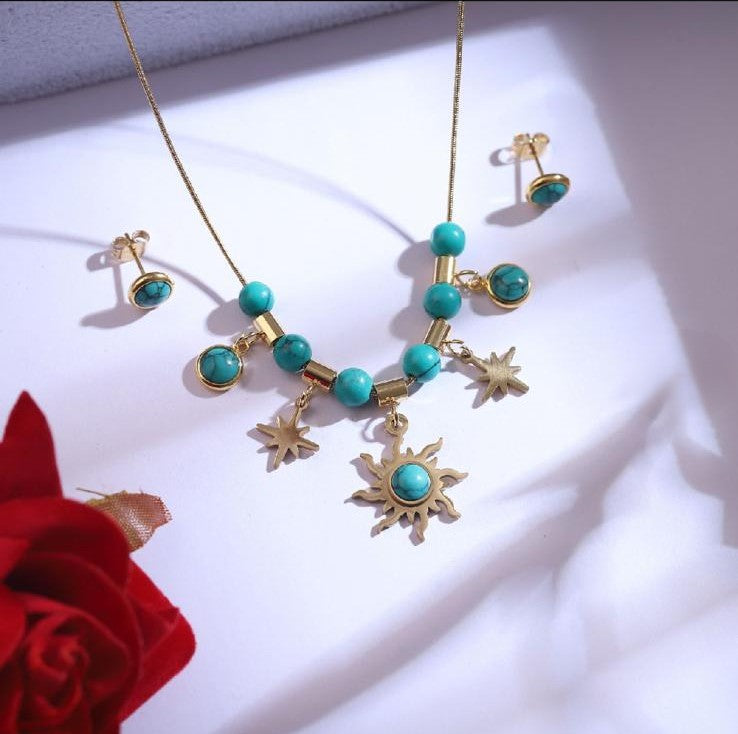 22k Gold-Plated Necklace & Earrings Set – Anti-Tarnish Stainless Steel