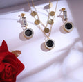 22K Gold Electroplated Stainless Steel Necklace with Black Stone – Adjustable Size