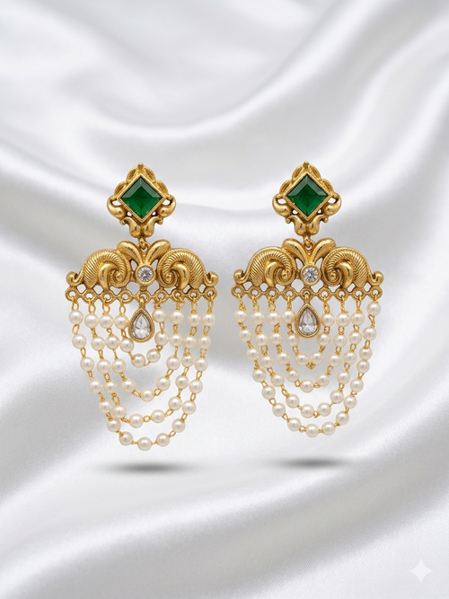 3 Layer Hanging Traditional Earrings – Ethnic Temple Style Jewelry
