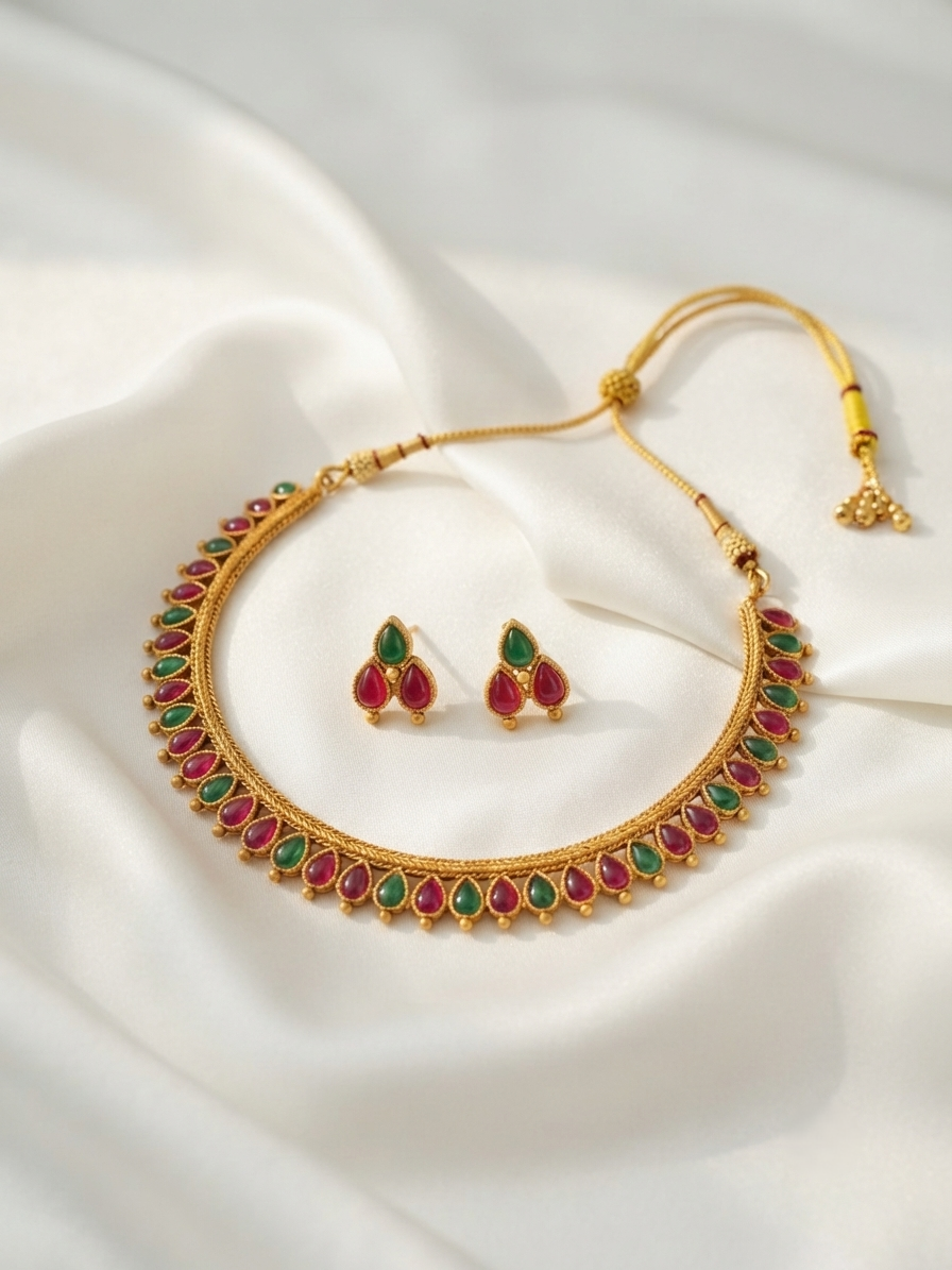 Aishwarya Necklace – Traditional Temple Style Ethnic Jewelry