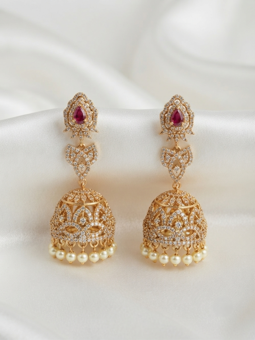 Alaka Earrings – Gold Plated Traditional Indian Jewellery