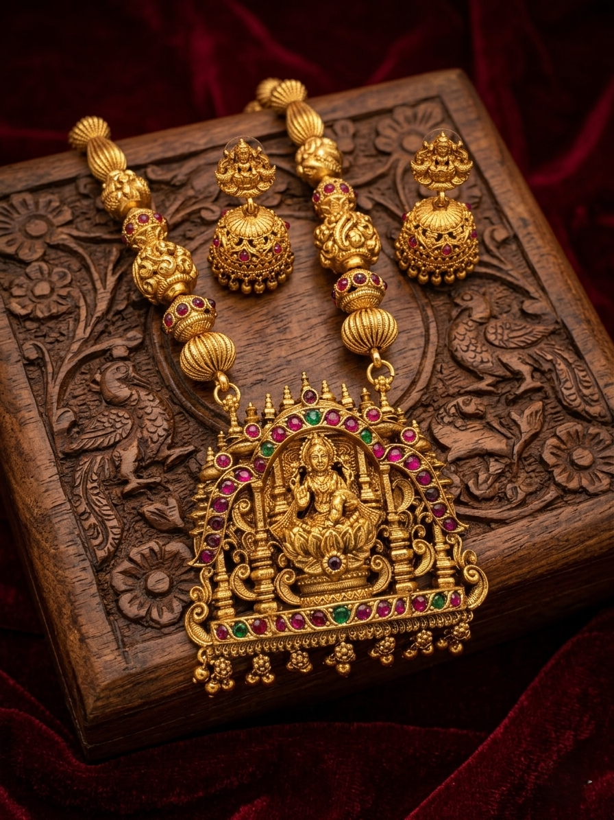 Antique Lakshmi Pendant Necklace – Heritage Statement Jewelry