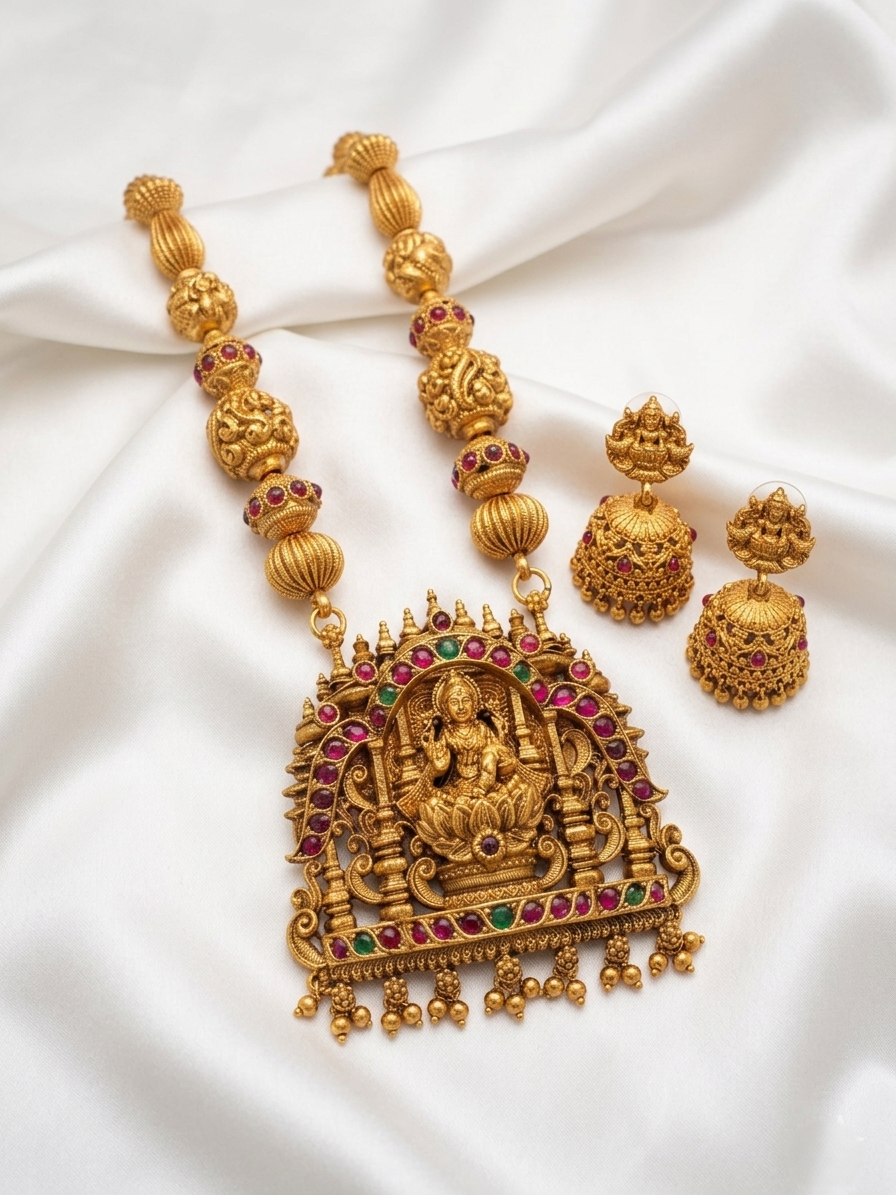 Antique Lakshmi Pendant Necklace – Heritage Statement Jewelry