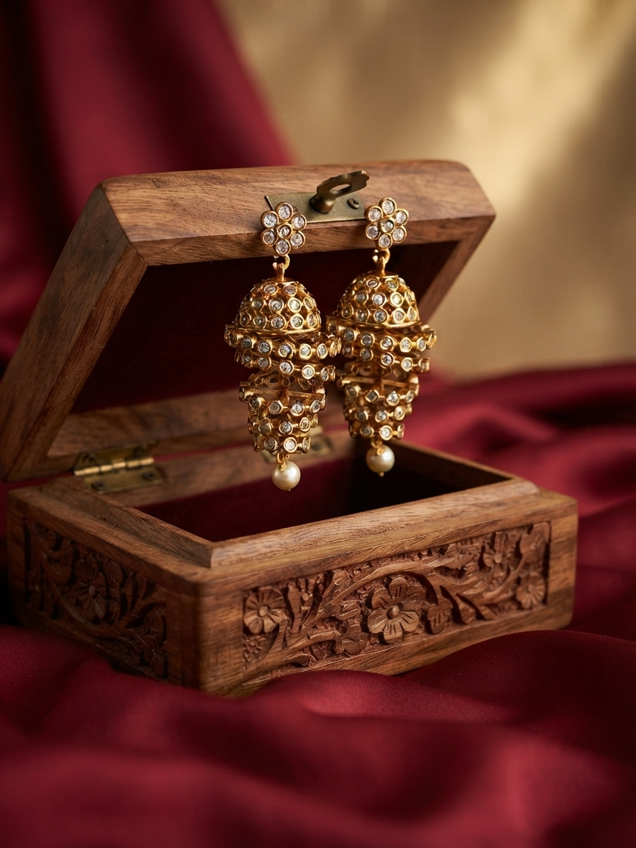Chintamani Earrings – Gold Plated Traditional Indian Jewellery