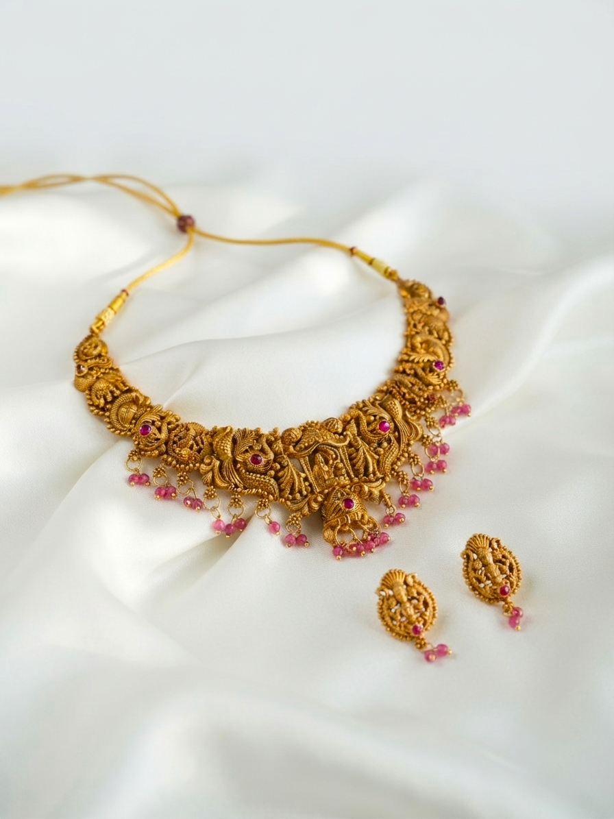 Deeptijaya Mala – Traditional South Indian Temple Jewelry Necklace