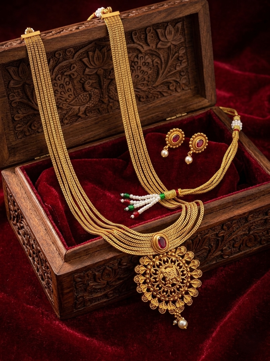 Elephant Motif Multi Layer Necklace – Traditional Statement Jewelry