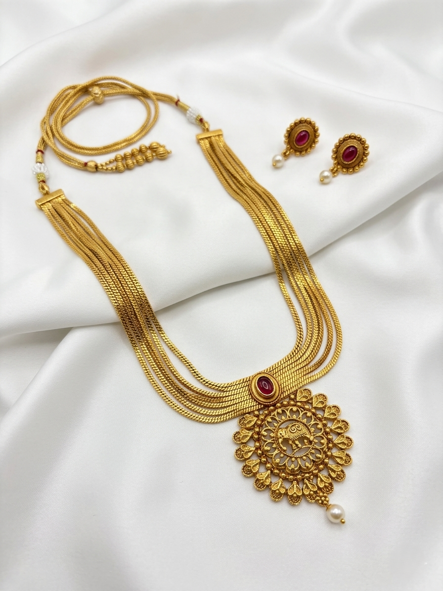 Elephant Motif Multi Layer Necklace – Traditional Statement Jewelry
