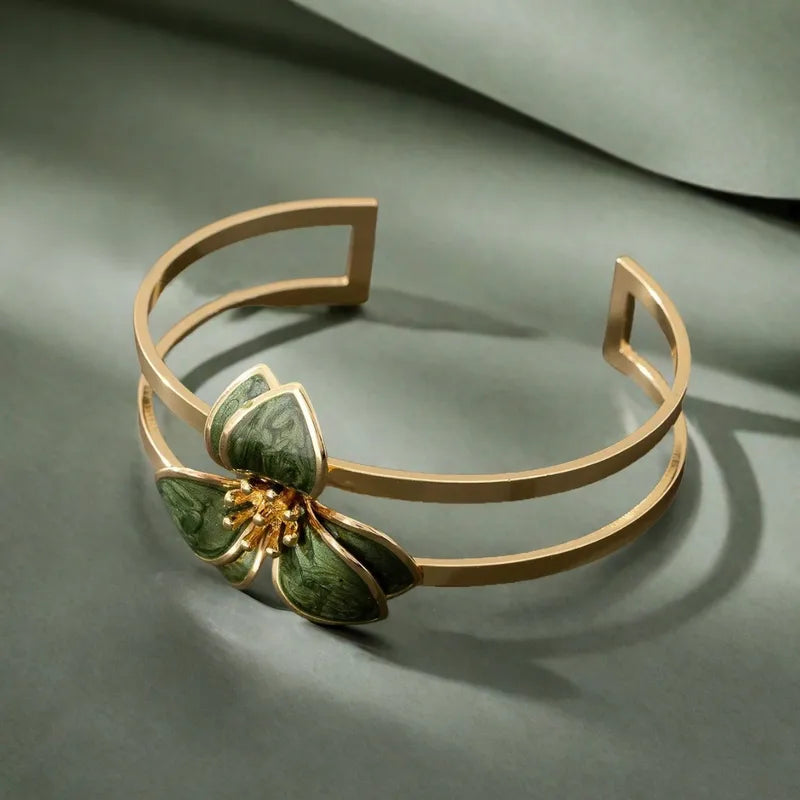 Enamel Floral Metal Bangle – Elegant Everyday Jewelry