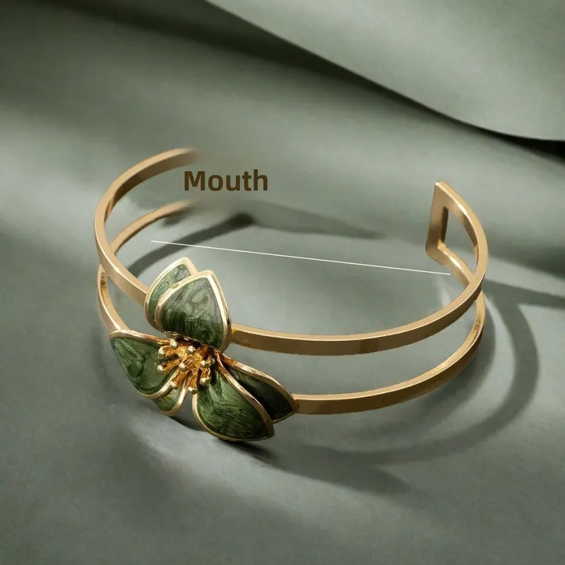 Enamel Floral Metal Bangle – Elegant Everyday Jewelry
