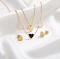 22K Gold Plated Triple Heart Chain & Earring Combo Set | Anti-Tarnish Waterproof Stainless Steel Necklace | 18 Inch Adjustable | Electroplated Jewellery