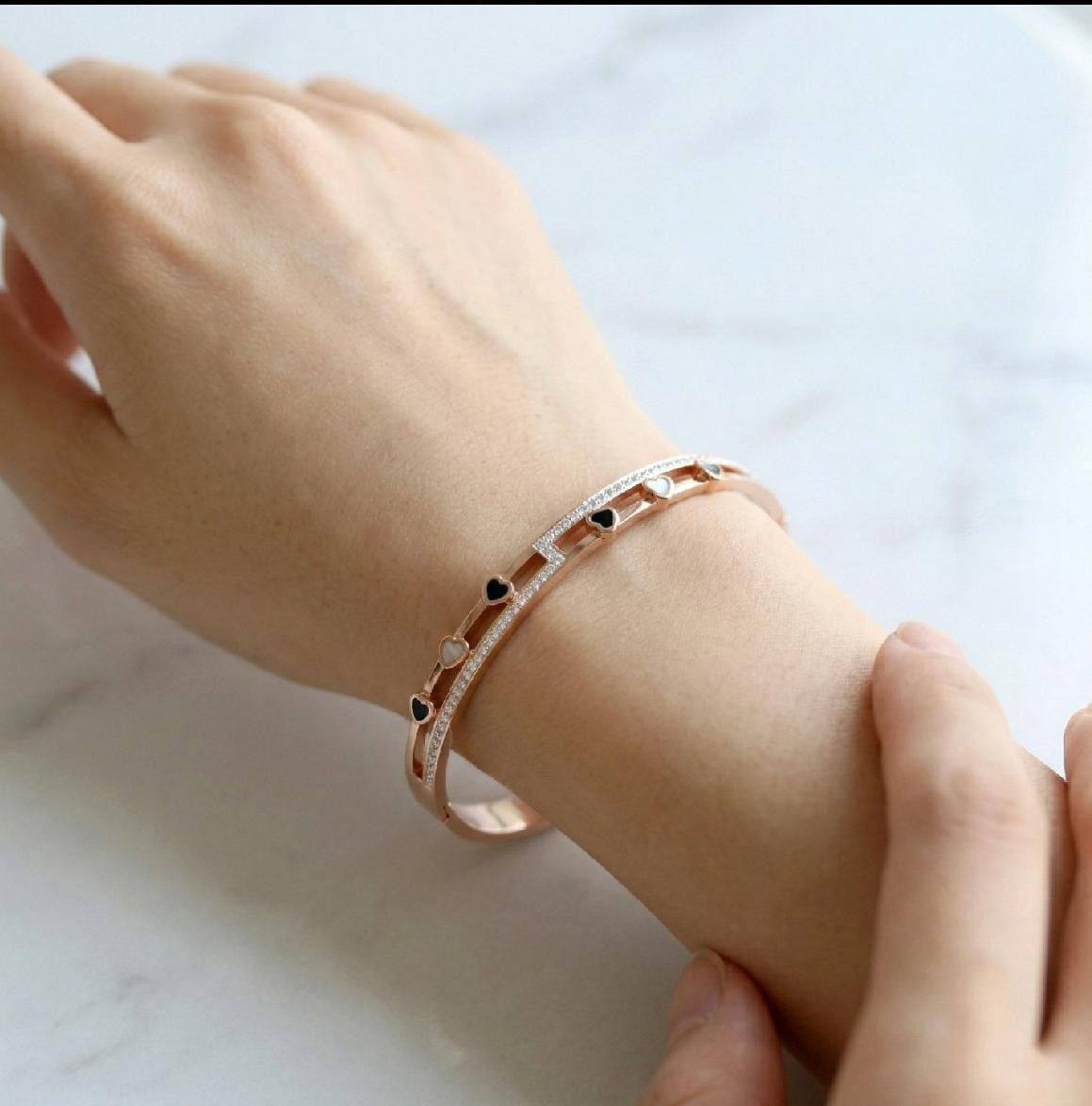 Heart Minis Stainless Steel Bangle – Anti Tarnish Bracelet (Set of 1)