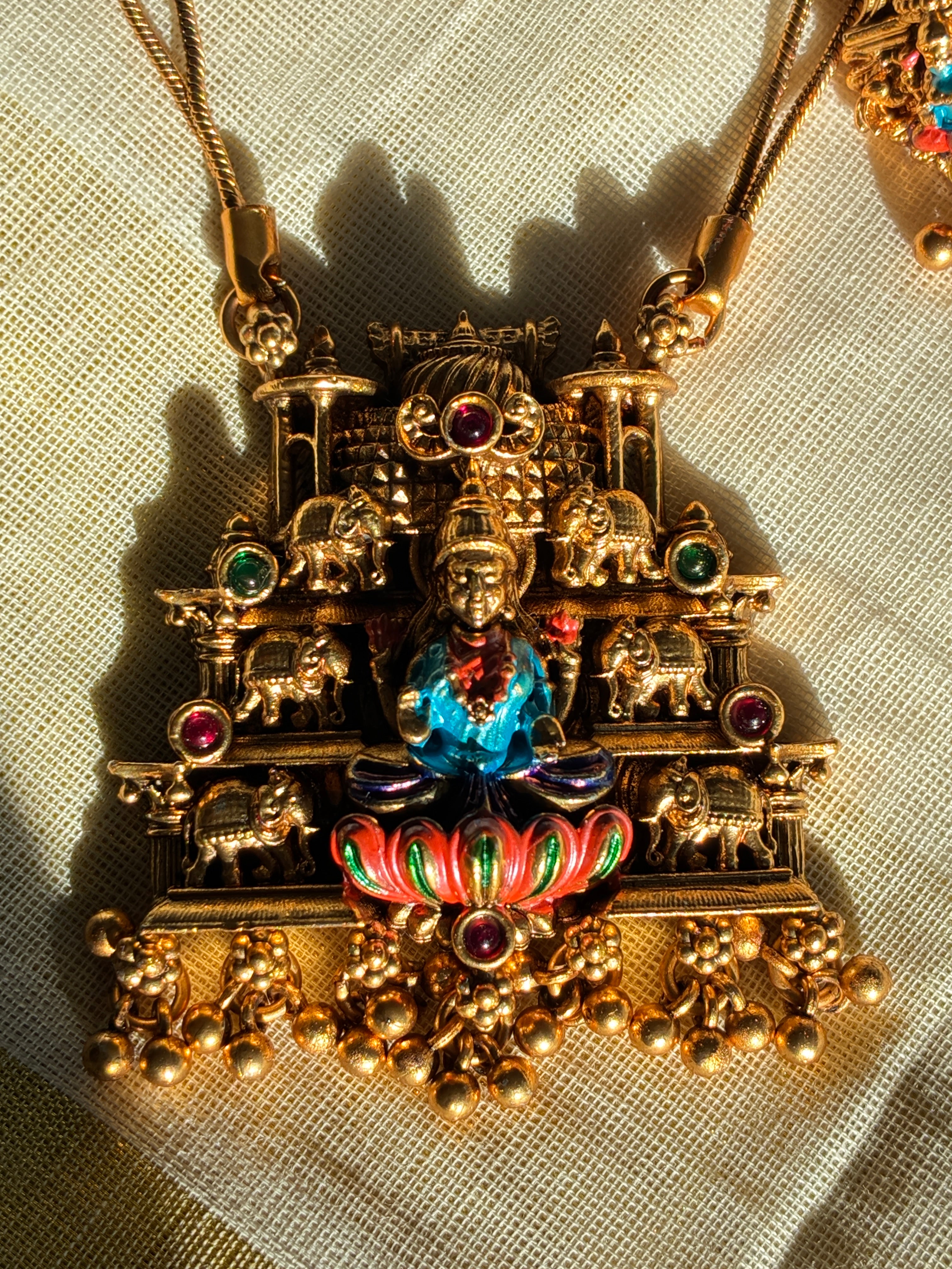 Varalakshmi Necklace and Earrings Set – Traditional Temple Jewelry