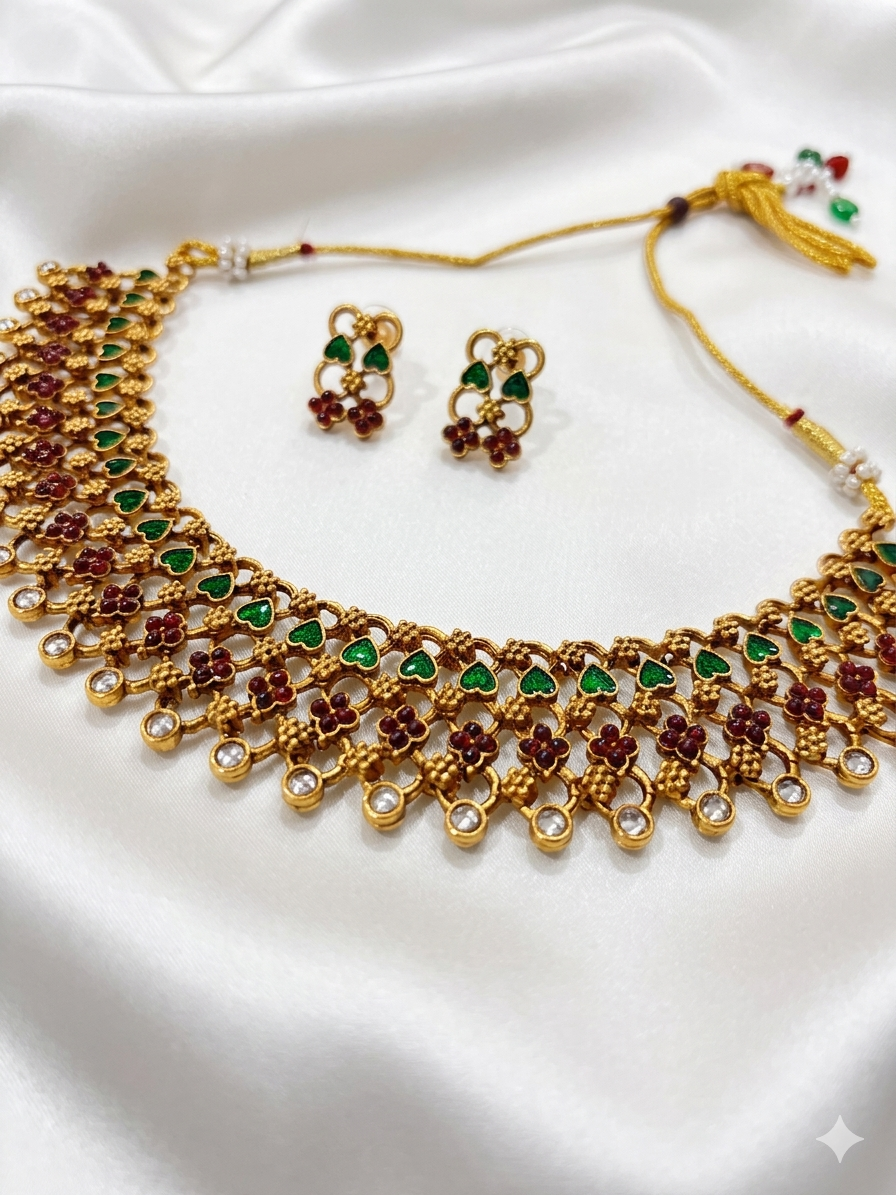 Indulekha Necklace – Traditional Temple Style Ethnic Jewelry