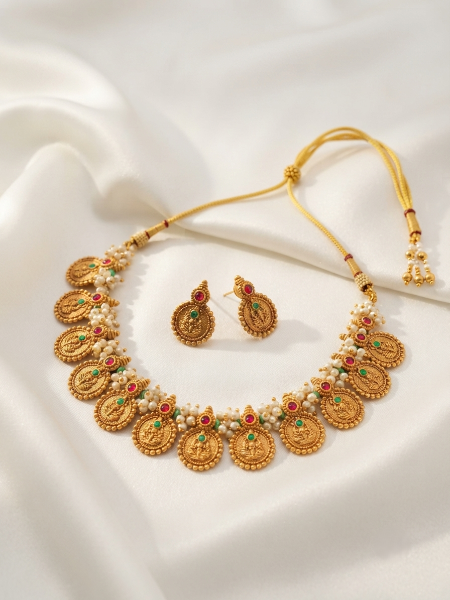 Kanchi Kasu Mala Necklace – Gold Plated Traditional South Indian Jewellery