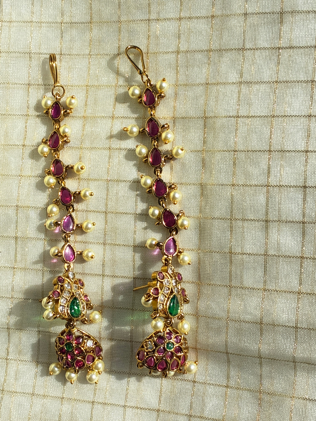 Long Stone Jhumka Earrings - Model-04