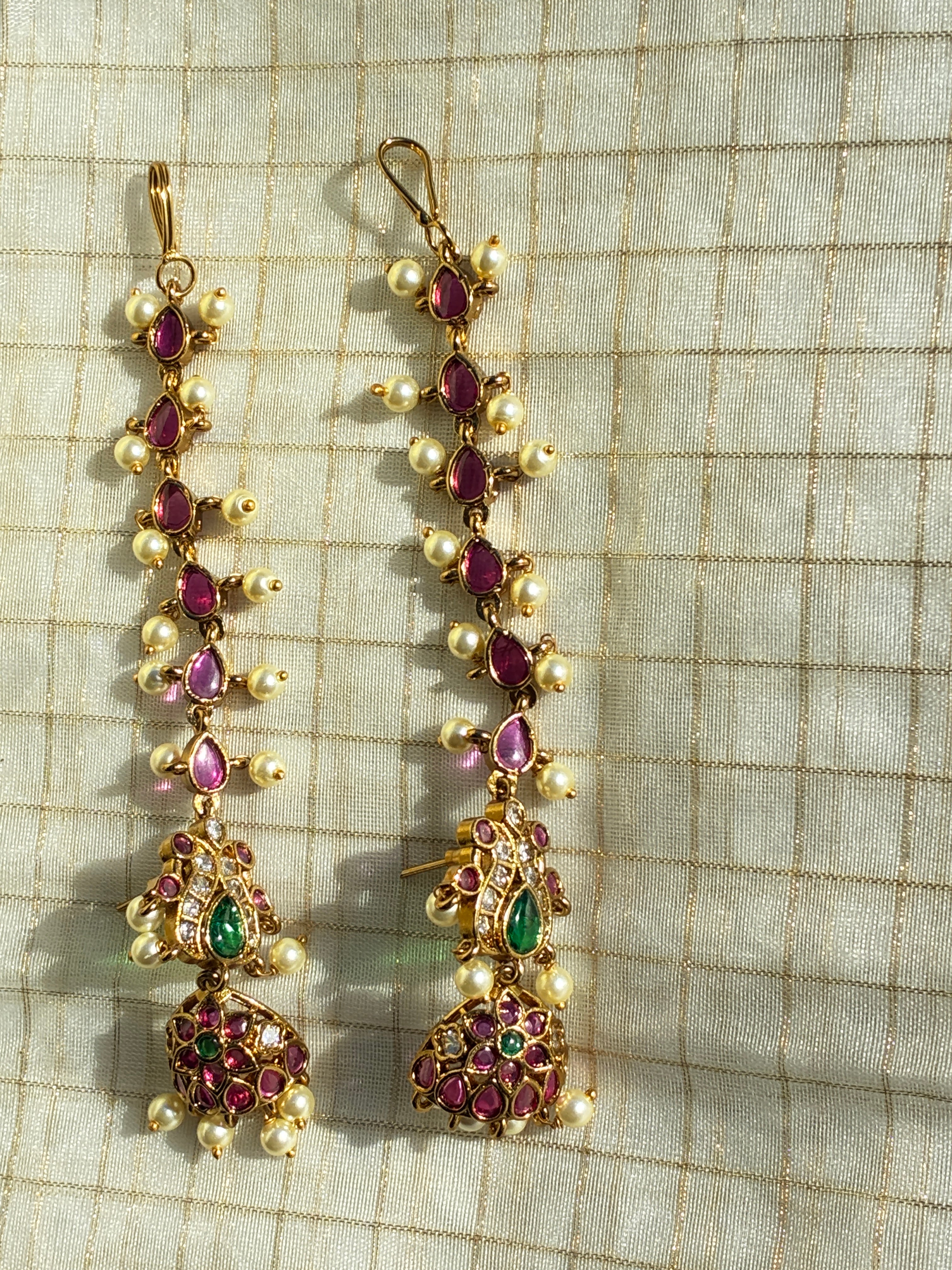 Long Stone Jhumka Earrings - Model-04