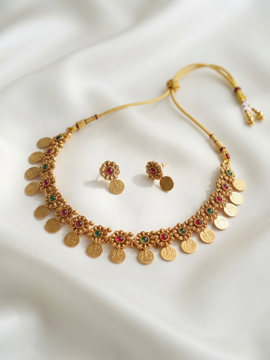 Malati Kasu Mala – Traditional South Indian Temple Coin Necklace