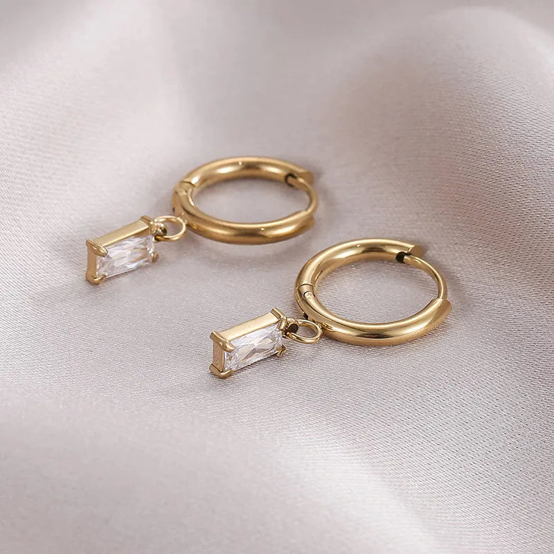 PVD Coated Square Earrings – Real Gold Plated Titanium Steel | Waterproof Non-Tarnish Fashion Earrings