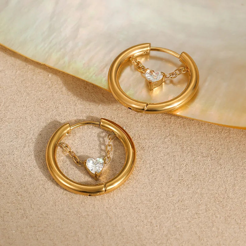 PVD Coated Heart Shape Hoop Earrings – 304 Stainless Steel Real Gold Plated | Waterproof Non-Tarnish IG Style Jewellery