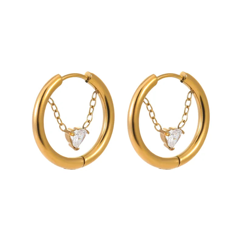 PVD Coated Heart Shape Hoop Earrings – 304 Stainless Steel Real Gold Plated | Waterproof Non-Tarnish IG Style Jewellery