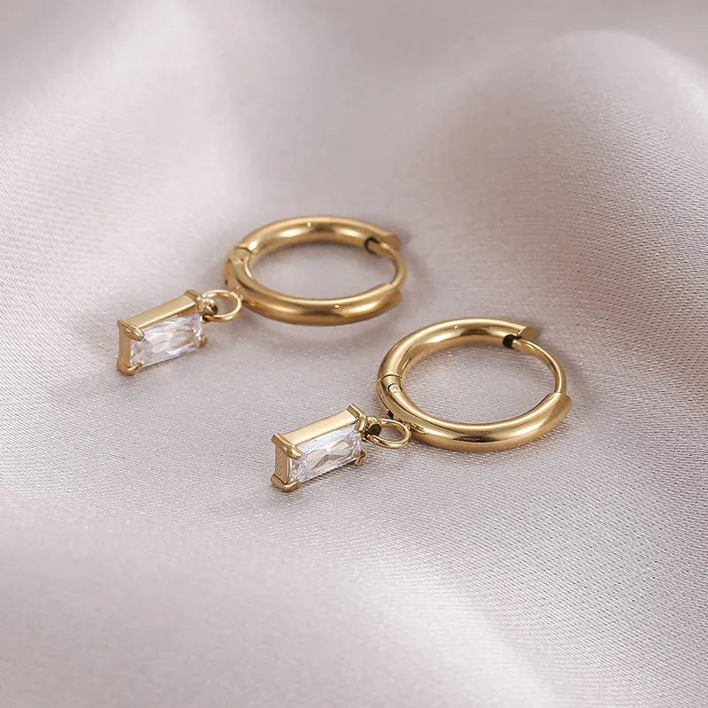 PVD Coated Square Earrings – Real Gold Plated Titanium Steel | Waterproof Non-Tarnish Fashion Earrings