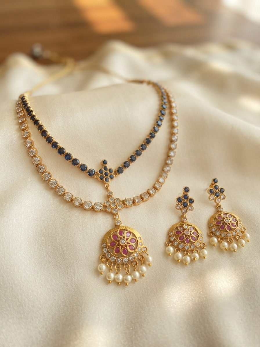 Padma Collection Model-03 Red / White / Blue Stones