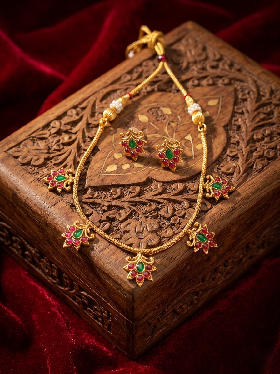 Pancharatna Stone Traditional Jewelry – Five Stone Temple Design
