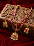 Ruby Pink 2 Layer Stone Necklace – Traditional Ethnic Statement Jewelry