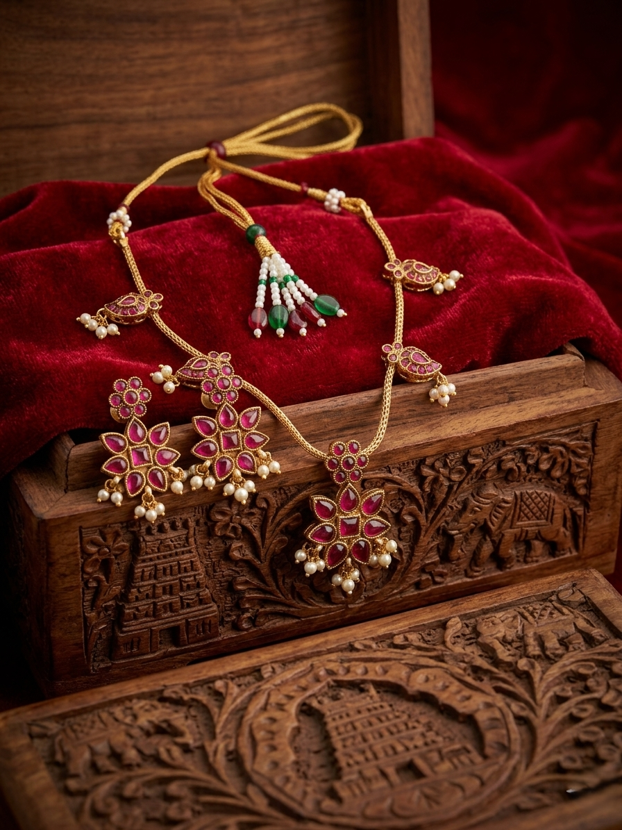 Ruby Pink Peacock Necklace – Traditional Meenakari Ethnic Jewelry