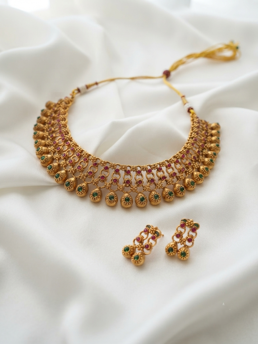 Srishti Necklace – Traditional Temple Style Ethnic Jewelry