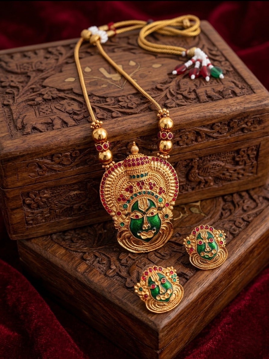 Traditional Kathakali Face Statement Necklace