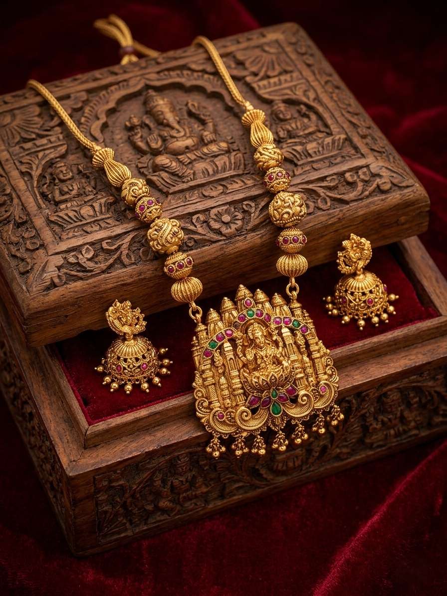 Traditional Lakshmi Pendant Necklace – Ethnic Festive Jewelry