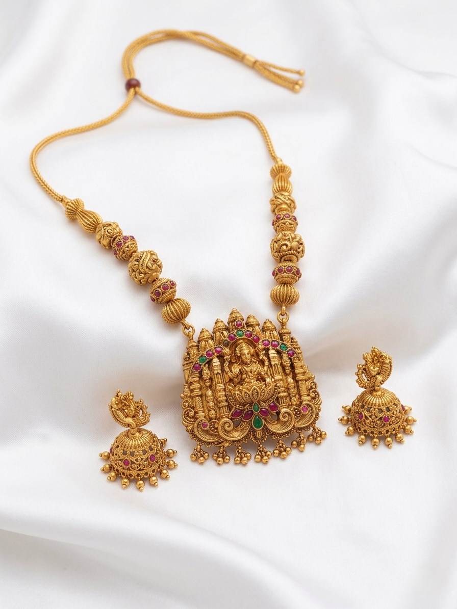 Traditional Lakshmi Pendant Necklace – Ethnic Festive Jewelry