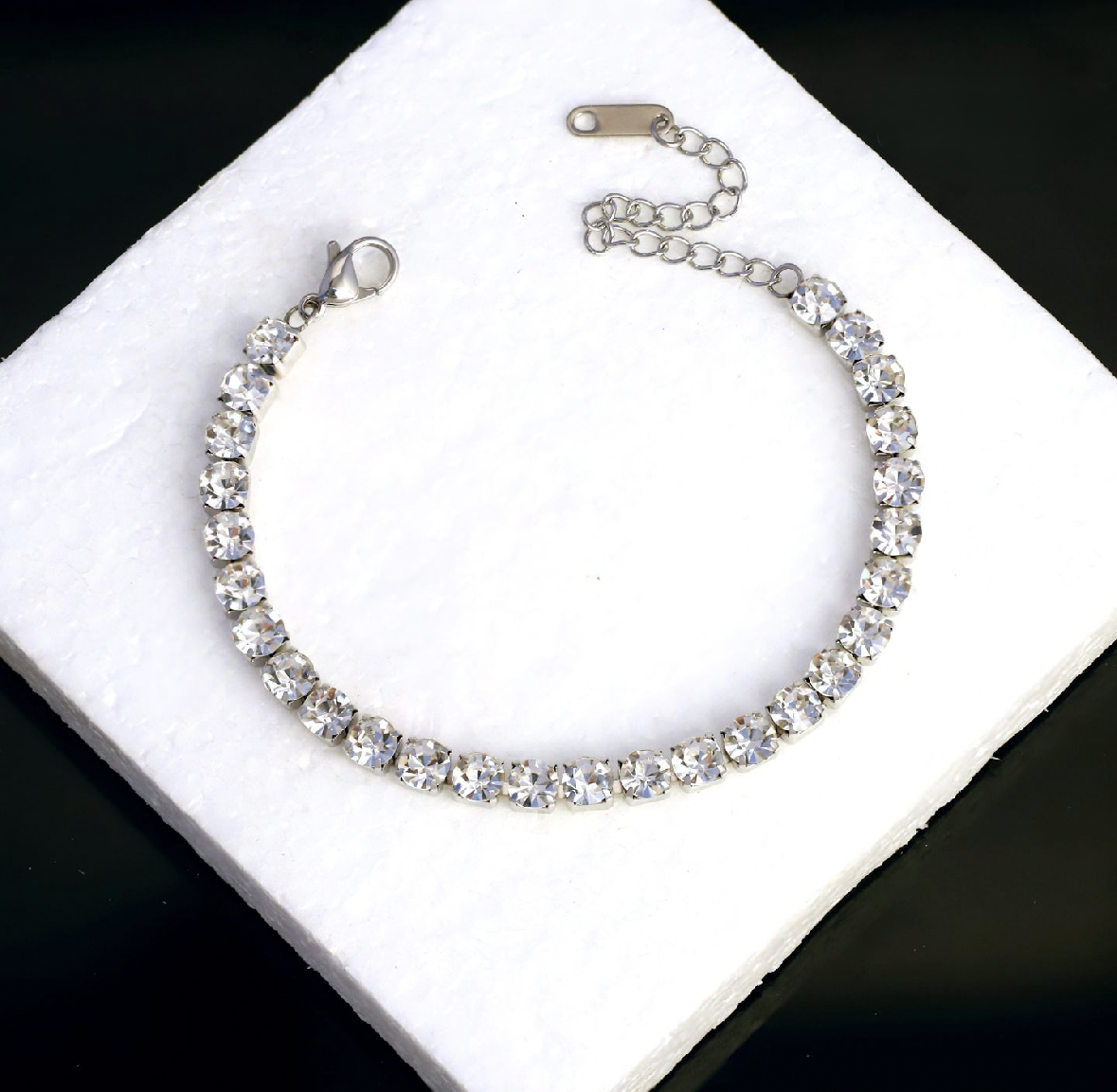 22K Gold Plated Anti-Tarnish Stainless Steel Double Chain Bracelet | Antique Design with Mixed Size Stones | Adjustable 16–21cm