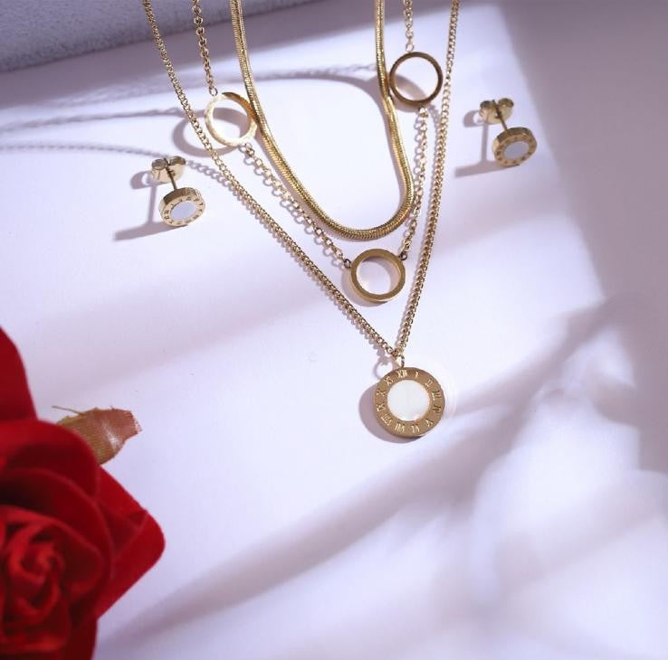 Anti-Tarnish Stainless Steel Necklace & Earring Set | 100% Waterproof | Premium Long-Lasting Jewellery