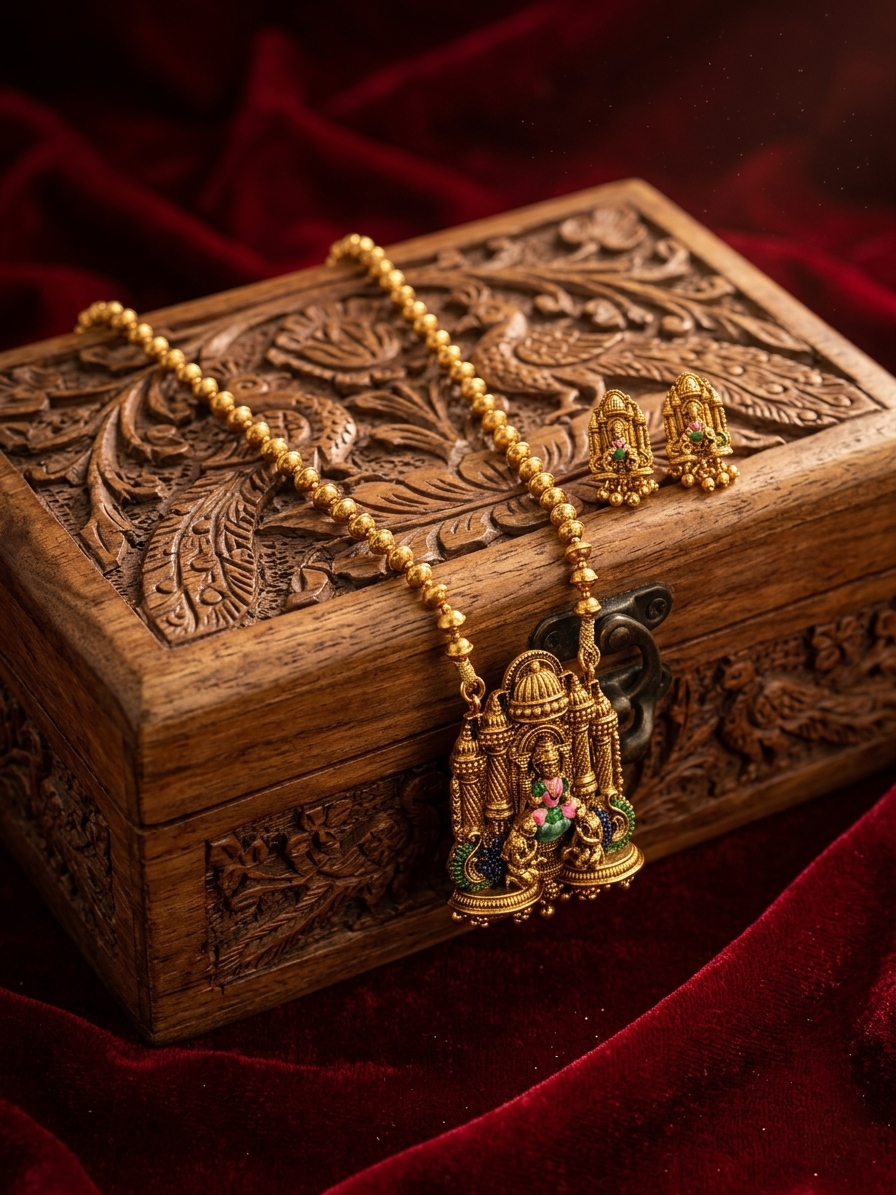 Bhargavi Necklace and Earrings Set – Traditional Temple Jewelry