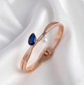 Blue Stone Pearl Anti Tarnish Bracelet – Stainless Steel Elegant Jewelry