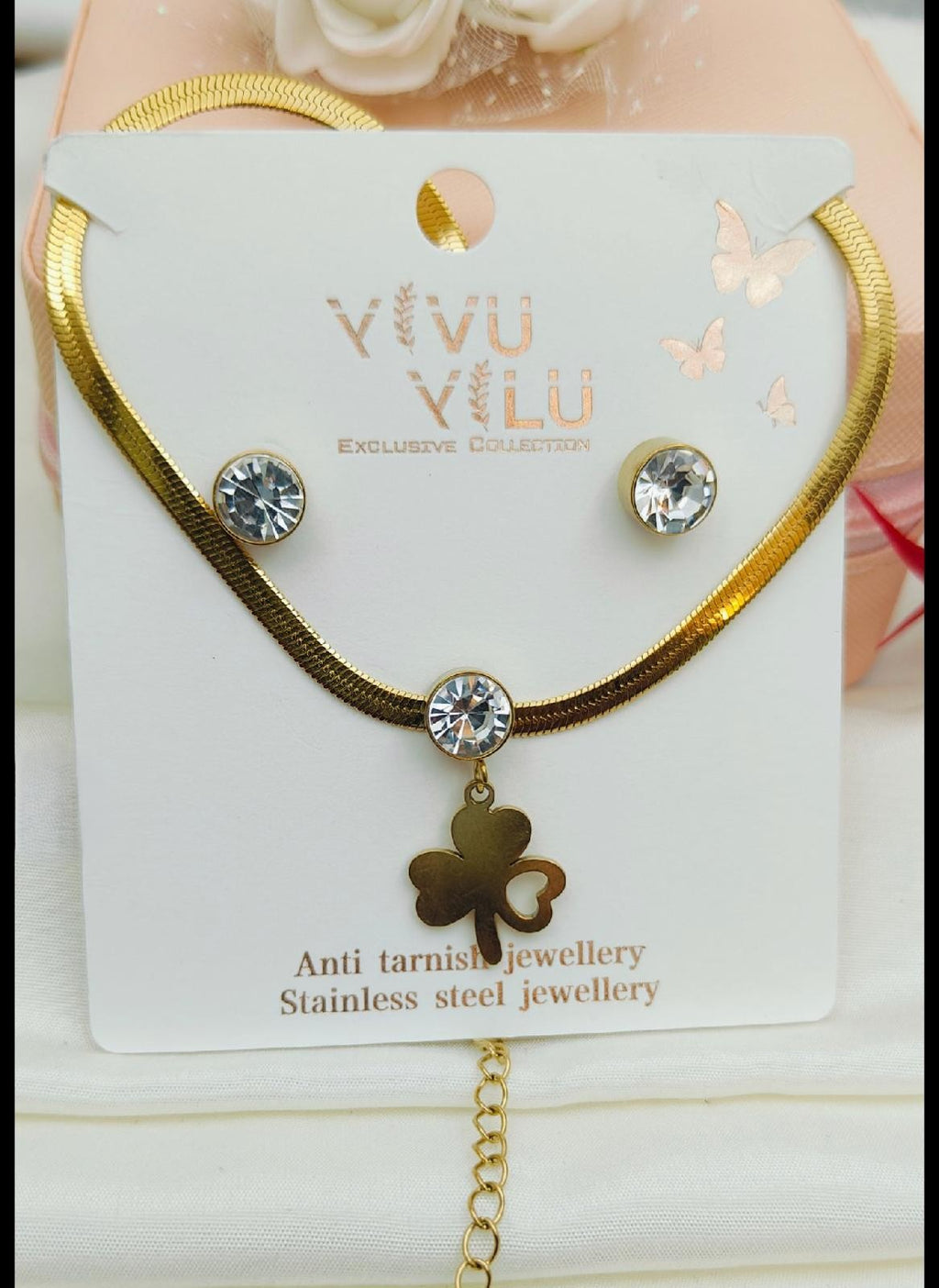 Clover Leaf Bracelet & Earrings Set – Anti Tarnish Stainless Steel Jewelry