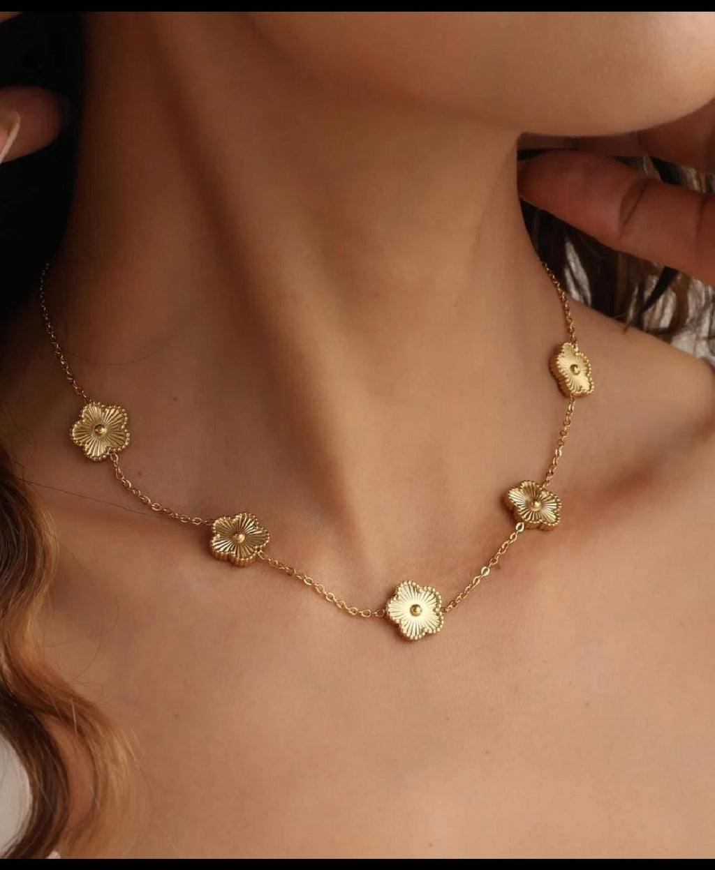 Clover Style Anti Tarnish Necklace – Stainless Steel Lucky Charm Jewelry