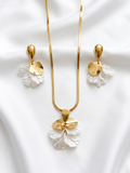 Floral Necklace and Earrings Set – Anti Tarnish Stainless Steel Jewelry