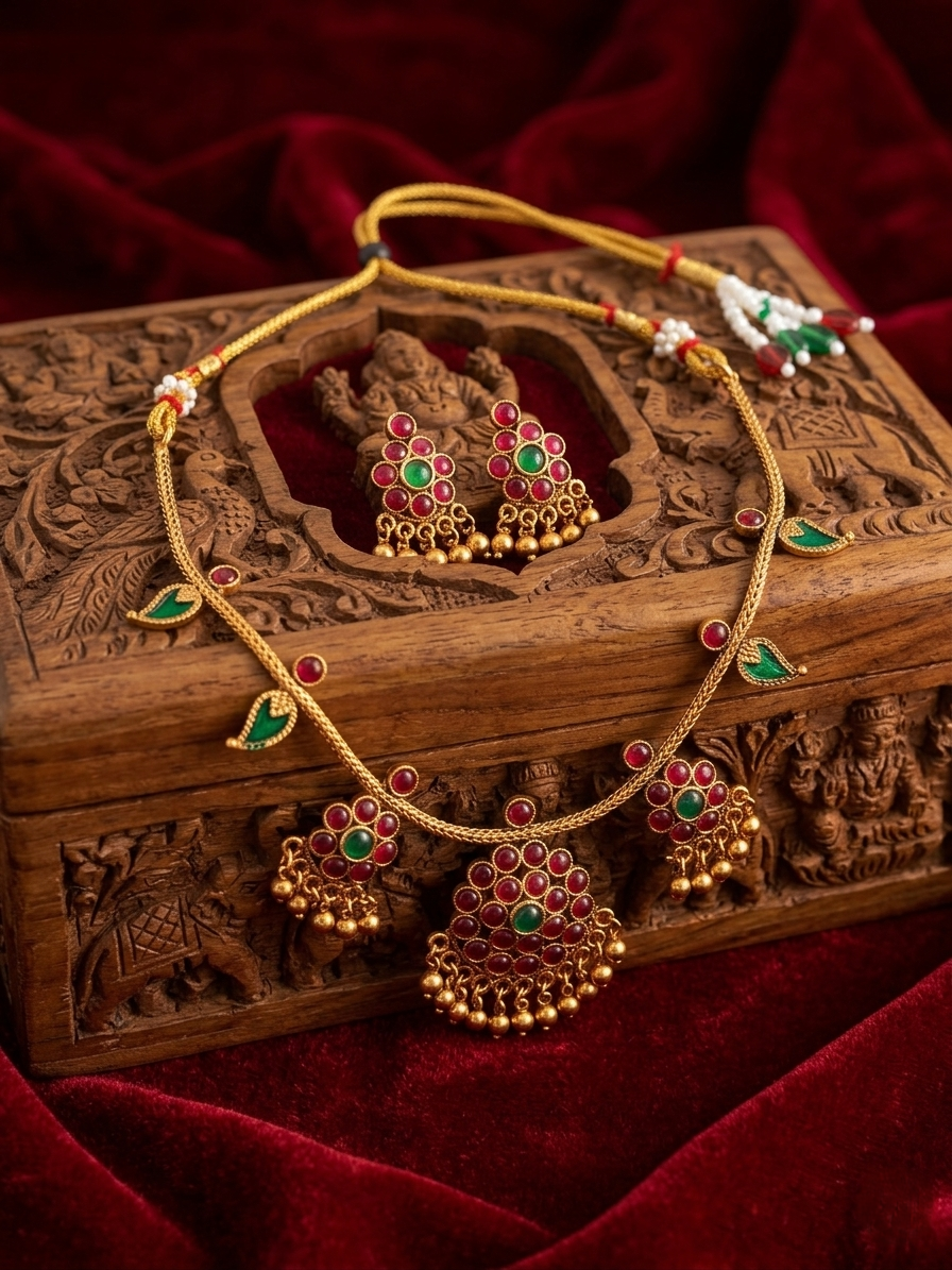 Ruby Flower Mango Necklace