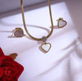 Heart Design Necklace with White Stone – 22k Gold-Plated Stainless Steel