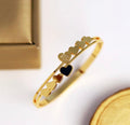 Hearts Design Bracelet with Black Stone – 22k Gold-Plated Stainless Steel, Anti-Tarnish & Waterproof