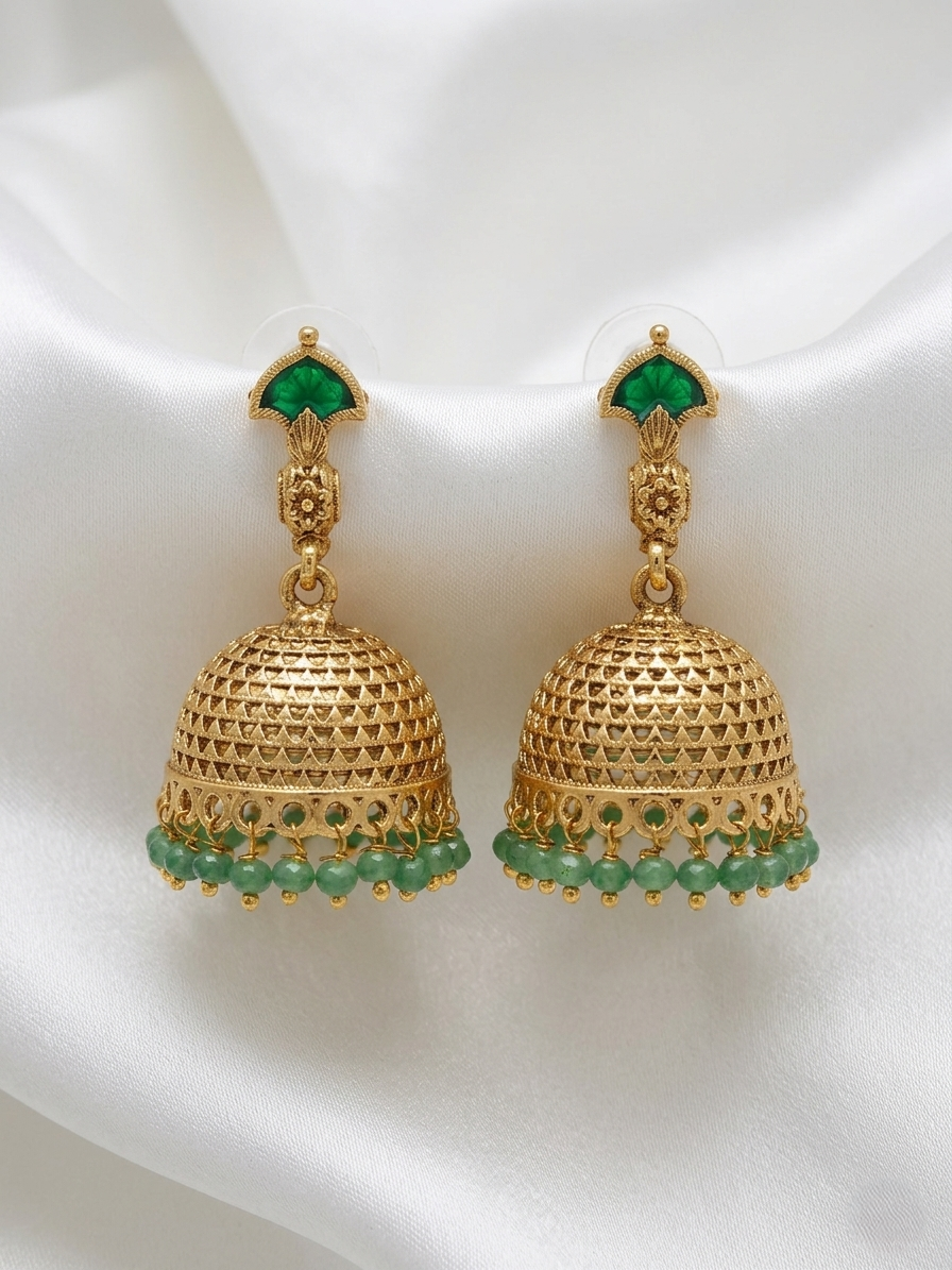 Indulekha Temple Earrings – South Indian Traditional Jewelry