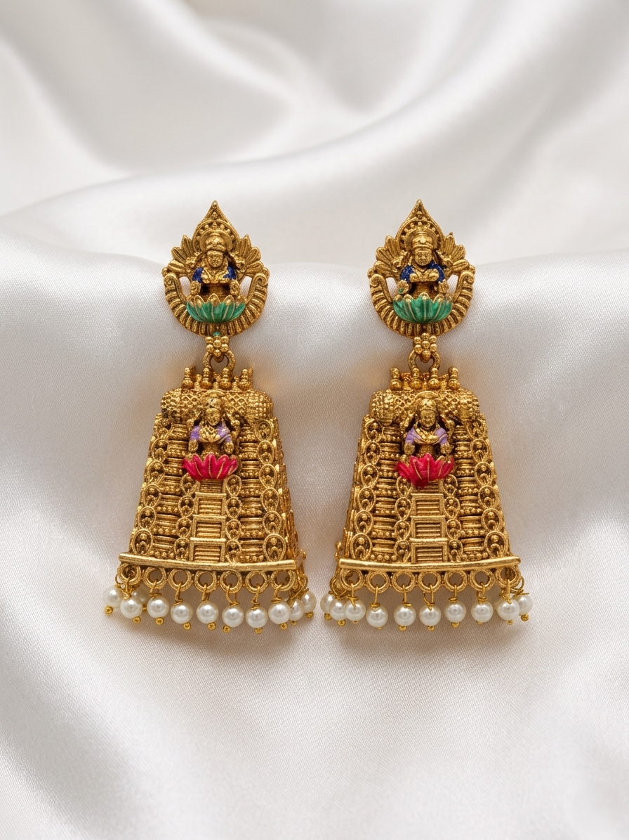 Meenakari Temple Earrings – Traditional Enamel Ethnic Jewelry